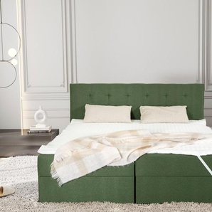 Boxspringbett INOSIGN Tulga Komplettbetten Gr. Luxus-Microfaser, Liegefläche B/L: 160 cm x 200 cm Betthöhe: 47 cm, kein Härtegrad, grün (waldgrün) Boxspringbetten mit Bettkasten zwei geräumigen Bettkästen, in verschiedenen Farben erhältlich