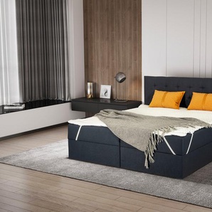 Boxspringbett INOSIGN Tulga Komplettbetten Gr. Luxus-Microfaser, Liegefläche B/L: 180 cm x 200 cm Betthöhe: 47 cm, kein Härtegrad, blau Boxspringbetten mit Bettkasten zwei geräumigen Bettkästen, in verschiedenen Farben erhältlich