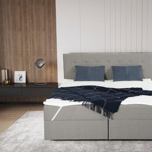 Boxspringbett INOSIGN Tulga Komplettbetten Gr. Luxus-Microfaser, Liegefläche B/L: 180 cm x 200 cm Betthöhe: 47 cm, kein Härtegrad, grau Boxspringbetten mit Bettkasten zwei geräumigen Bettkästen, in verschiedenen Farben erhältlich