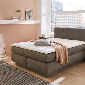 Boxspringbett JOCKENHÖFER GRUPPE Annika Komplettbetten Gr. Microfaser, Liegefläche B/L: 160 cm x 200 cm, H3, 7-Zonen-Tonnentaschen-Federkernmatratze, braun (braun 411, 08) Boxspringbetten ohne Bettkasten Komplettbetten mit und Kaltschaum-Topper