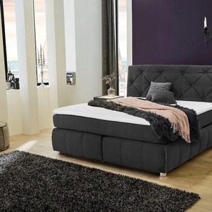 Boxspringbett JOCKENHÖFER GRUPPE Bella Komplettbetten Gr. Microfaser, Liegefläche B/L: 180 cm x 200 cm, Gewicht bis: 120 kg + 140 kg H3 + H4, 7-Zonen-Tonnentaschen-Federkernmatratze, grau (grau 485, 09) Boxspringbetten ohne Bettkasten Komplettbetten mit