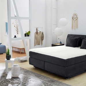 Boxspringbett JOCKENHÖFER GRUPPE Carla Komplettbetten Gr. Microfaser, Liegefläche B/L: 160 cm x 200 cm, Gewicht bis: 120 kg + 140 kg H3 + H4, 7-Zonen-Tonnentaschen-Federkernmatratze, grau (anthrazit 403, 06) Boxspringbetten mit Bettkasten Komplettbetten