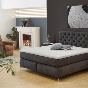 Boxspringbett JOCKENHÖFER GRUPPE Merle Komplettbetten Gr. Microfaser, Liegefläche B/L: 180 cm x 200 cm, Gewicht bis: 120 kg H3, 7-Zonen-Tonnentaschen-Federkernmatratze, grau (dunkelgrau 419, 09) Bett Boxspringbett Polsterbetten Boxspringbetten ohne