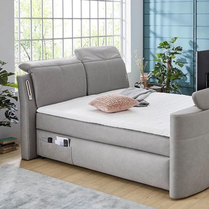 Boxspringbett JOCKENHÖFER GRUPPE Movie Star Komplettbetten Gr. Luxus-Microfaser, Liegefläche B/L: 180 cm x 200 cm, Gewicht bis: 120 kg H3, 7-Zonen-Tonnentaschen-Federkernmatratze, grau (hellgrau 333, 19) Boxspringbetten ohne Bettkasten mit versenkbarem
