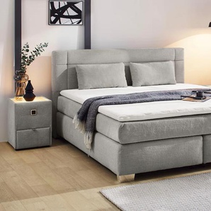 Boxspringbett JOCKENHÖFER GRUPPE Romana, inkl. 7-Zonen-TTFK-Matratze, grau (grau 444, 19), B:190cm L:212cm, Bezug Bett: Chenille (100% Polyester), Topper und Matratzenspiegel: 100% Polyester, Komplettbetten, Boxspringbett, KS-Topper, verschiedene