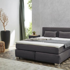 Boxspringbett JOCKENHÖFER GRUPPE Romana Komplettbetten Gr. Microfaser, Liegefläche B/L: 180 cm x 200 cm, Gewicht bis: 100 kg + 140 kg H3 + H4, 7-Zonen-Tonnentaschen-Federkernmatratze, grau (dunkelgrau 493, 19) Boxspringbetten ohne Bettkasten