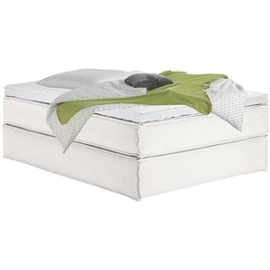 Boxspringbett Kinx 140x200 cm Webstoff Weiß mit Matratze/Topper