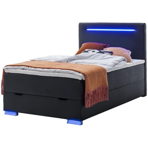 Boxspringbett mit LED-Beleuchtung Knight ¦ schwarz ¦ Maße (cm): B: 123 H: 110