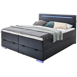 Boxspringbett mit LED-Beleuchtung Knight ¦ schwarz ¦ Maße (cm): B: 183 H: 110