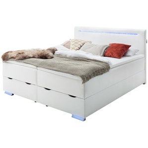 Boxspringbett mit LED-Beleuchtung Knight ¦ weiß ¦ Maße (cm): B: 183 H: 110 T: 208,5