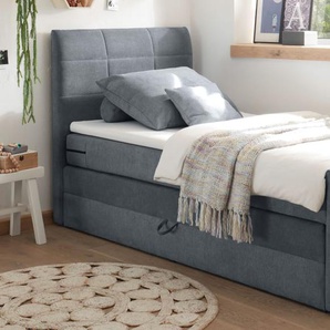 Boxspringbett Kuba 1, anthrazit, 100 x 200 cm, inkl. Topper und Bettkasten