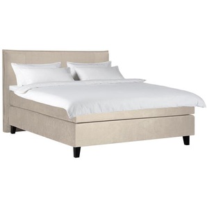 Boxspringbett Langfort 180 x 200cm Flachgewebe/Jersey Beige/Beige