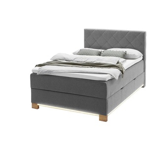 Boxspringbett USB-Anschluss & LED-Beleuchtung  Messina ¦ grau ¦ Maße (cm): B: 121 H: 119