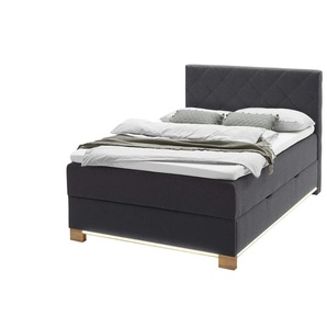 Boxspringbett USB-Anschluss & LED-Beleuchtung  Messina ¦ grau ¦ Maße (cm): B: 141 H: 119
