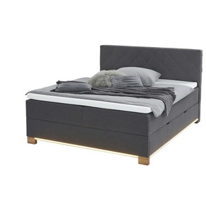 Boxspringbett USB-Anschluss & LED-Beleuchtung  Messina ¦ grau ¦ Maße (cm): B: 161 H: 119