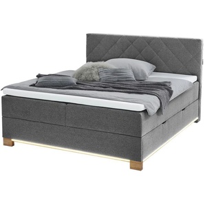 Boxspringbett USB-Anschluss & LED-Beleuchtung Messina ¦ grau ¦ Maße (cm): B: 181 H: 119