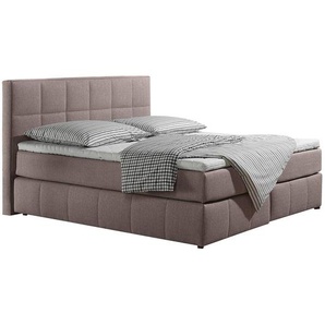 Boxspringbett Lifford 140 x 200cm Bezug: Strukturstoff Gestell: Massivholz Beige/Beige H3 Tonnentaschenfederkernmatratze