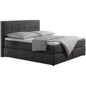 Boxspringbett Lifford 100 x 200cm Bezug: Strukturstoff Gestell: Massivholz Grau/Anthrazit H2 Bonellfederkernmatratze