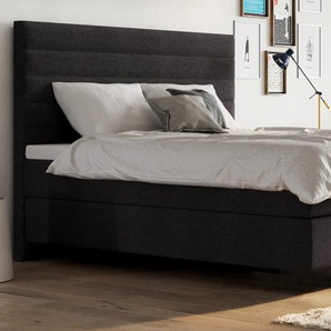 Boxspringbett Linea, anthrazit, 160 x 200 cm, Härtegrad 2 und 3, mit Tonnentaschenfederkern und Bultex-Topper