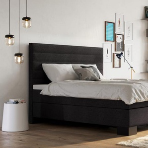 Boxspringbett Linea, anthrazit, 200 x 200 cm, Härtegrad 2, mit Bultex-Topper