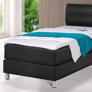 Boxspringbett MAINTAL Komplettbetten Gr. Kunstleder, Liegefläche B/L: 100 cm x 200 cm, H3, 7-Zonen-Kaltschaummatratze, schwarz Boxspringbett Boxspringbetten ohne Bettkasten Komplettbetten inkl. Topper