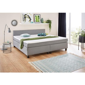 Boxspringbett Matara 180 x 200cm Webstoff Grau Kiefer