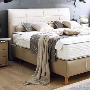 Boxspringbett Melena, beige, 200 x 200 cm, Härtegrad 3