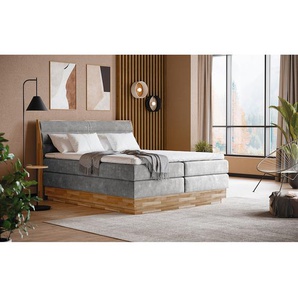 Boxspringbett Merkur 180 x 200cm Flachgewebe Oria Grau H3