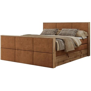 Boxspringbett mit Bettkasten Albero 2 King Duo ¦ orange ¦ Maße (cm): B: 208 H: 113