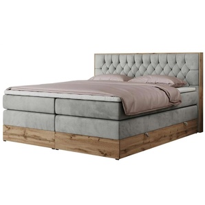 Boxspringbett mit Bettkasten - grau - Materialmix - 148 cm - 115 cm | Möbel Kraft
