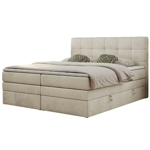 Boxspringbett mit Bettkasten Luka King ¦ beige ¦ Maße (cm): B: 180 H: 110
