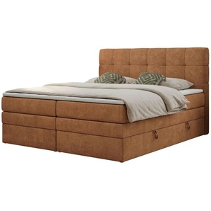 Boxspringbett mit Bettkasten - orange - Materialmix - 180 cm - 110 cm | Möbel Kraft