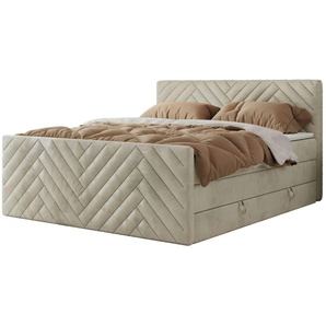 Boxspringbett mit Bettkasten Paris King Duo ¦ beige ¦ Maße (cm): B: 201 H: 110