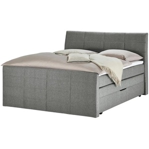 Boxspringbett mit Bettkasten und Topper Baron ¦ grau ¦ Maße (cm): B: 188 H: 124