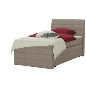 Boxspringbett mit Bettkasten und Topper - beige - Materialmix - 149 cm - 124 cm | Möbel Kraft