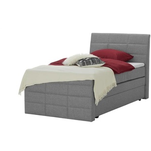 Boxspringbett mit Bettkasten und Topper - grau - Materialmix - 149 cm - 124 cm | Möbel Kraft