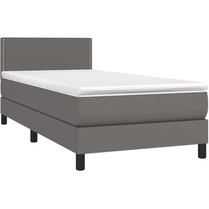 Boxspringbett mit Matratze & led Grau 100x200 cm Kunstleder Vidaxl