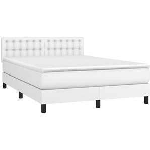 Boxspringbett mit Matratze Weiß 140x200 cm Kunstleder Vidaxl