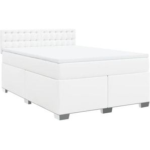 Boxspringbett mit Matratze Weiß 140x200 cm Kunstleder Vidaxl