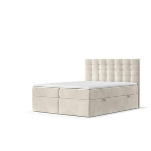 maison de rêve Boxspringbett mit Stauraum  Sansa ¦ beige ¦ Maße (cm): B: 162 H: 120
