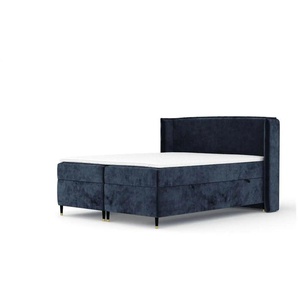 maison de rêve Boxspringbett mit Stauraum Segni ¦ blau ¦ Maße (cm): B: 178 H: 117