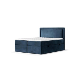 maison de rêve Boxspringbett mit Stauraum   ¦ blau ¦ Maße (cm): B: 202 H: 120