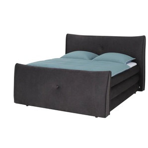 smart Boxspringbett mit Stauraum Luxus ¦ grau ¦ Maße (cm): B: 214 H: 131