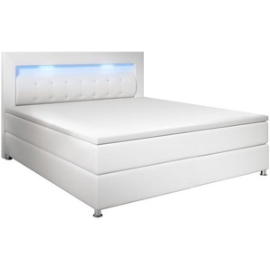 Boxspringbett Montana 120 x 200 cm - weiß - mit  Federkern Matratze
