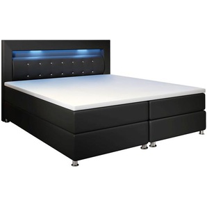 Boxspringbett Montana 140 x 200 cm - schwarz - mit Federkern Matratze