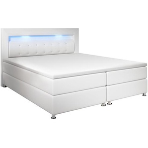 Boxspringbett Montana 180 x 200 cm - weiß - mit  Federkern Matratze