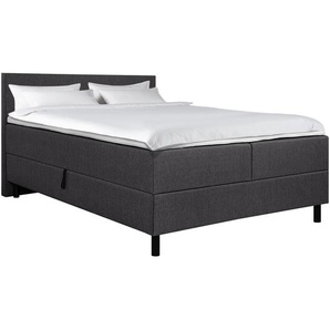 Boxbett Nanau mit Stauraum 160 x 200cm Flachgewebe Grau/Grau