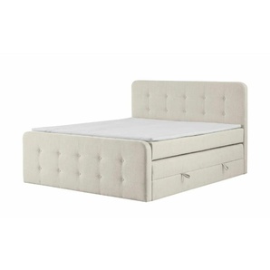 Boxspringbett mit Bettkasten Neapel ¦ creme ¦ Maße (cm): B: 180 H: 121