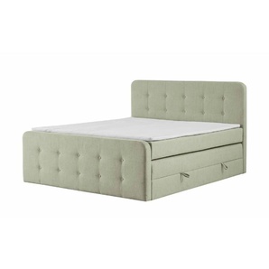 Boxspringbett mit Bettkasten Neapel ¦ grün ¦ Maße (cm): B: 140 H: 121