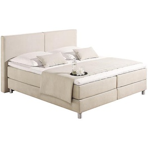 Boxspringbett Nilan 100 x 200cm Mischgewebe Beige/Ecru H2 Tonnentaschenfederkernmatratze